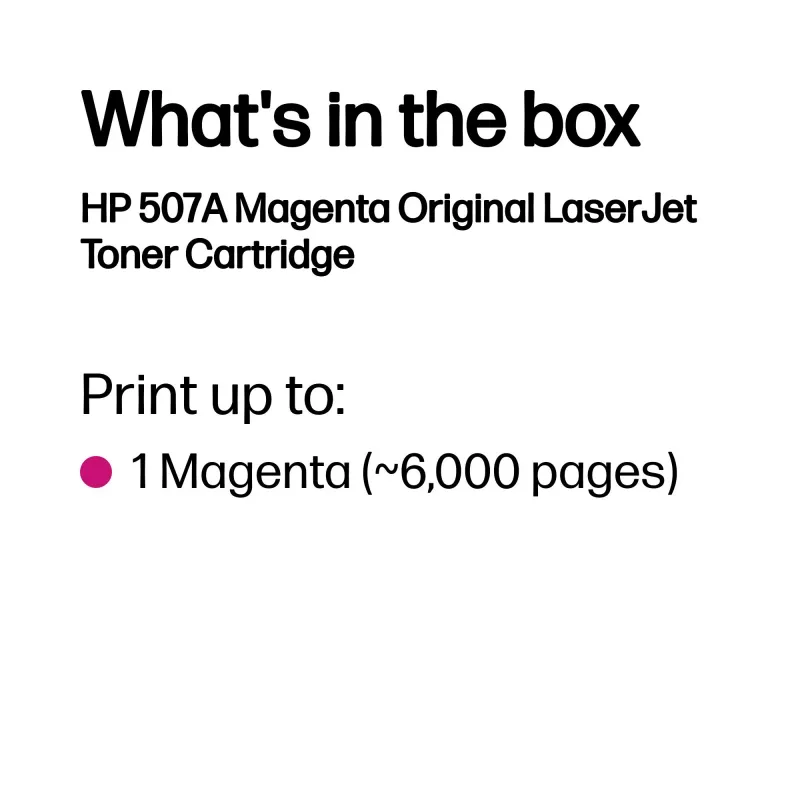 HP 507A Magenta Original LaserJet Tonerkartusche, 6000 Seiten, Magenta, 1 Stk.
