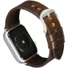 Lederuhrenarmband dbramante1928 Bornholm 44 mm – Dunkelbraun/Silber, 35 mm Breite
