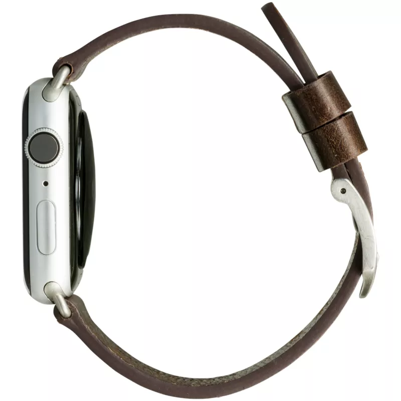 Lederuhrenarmband dbramante1928 Bornholm 44 mm – Dunkelbraun/Silber, 35 mm Breite