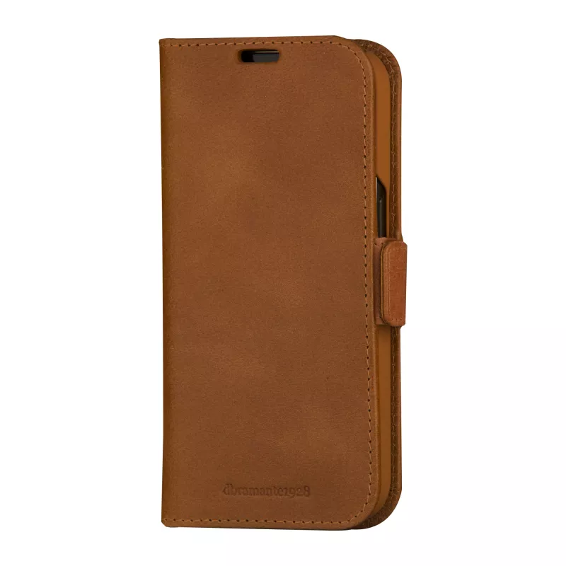 Folio-Handyhülle dbramante1928 Copenhagen für iPhone 15 Pro – Tan, 3 Kartenfächer, monochrom braun
