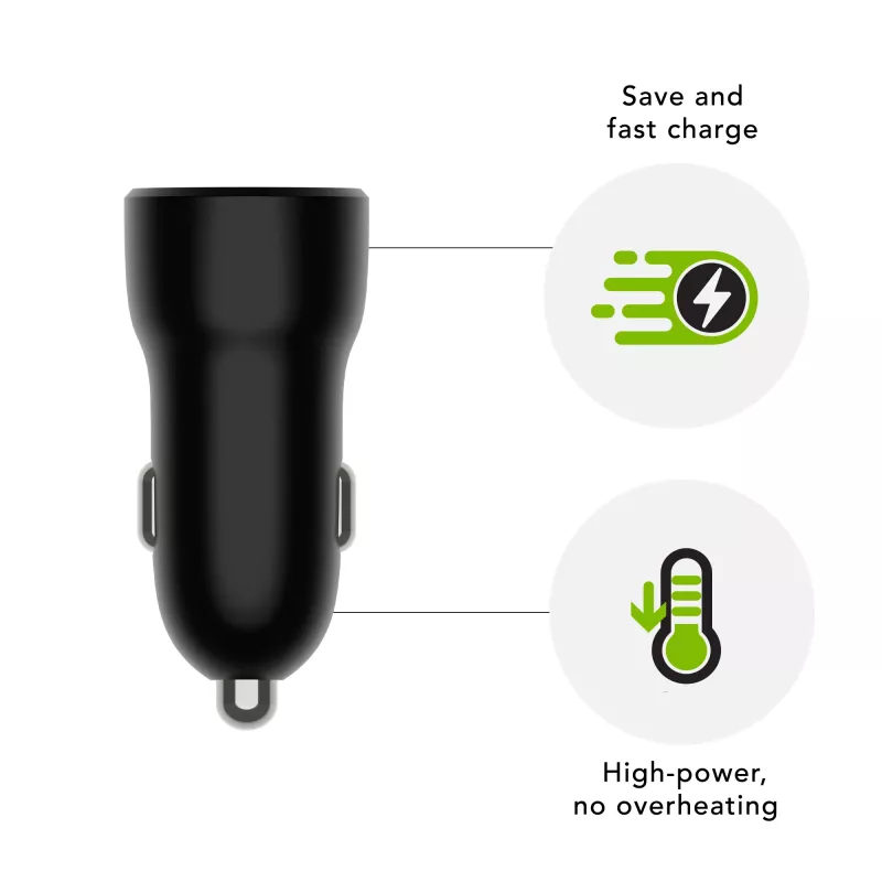 Auto-Ladegerät d bramante re-charge USB-A 18W – 12–24V, 1× USB-A, Schwarz