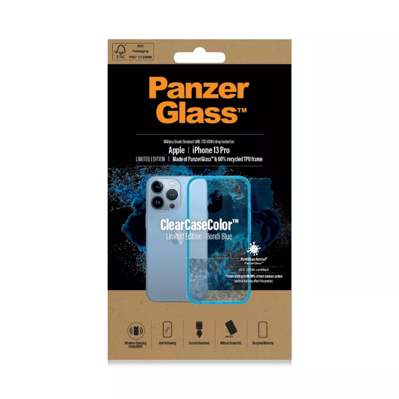 Abdeckung PanzerGlass ClearCaseColor iPhone 13 Pro Bondie Blue