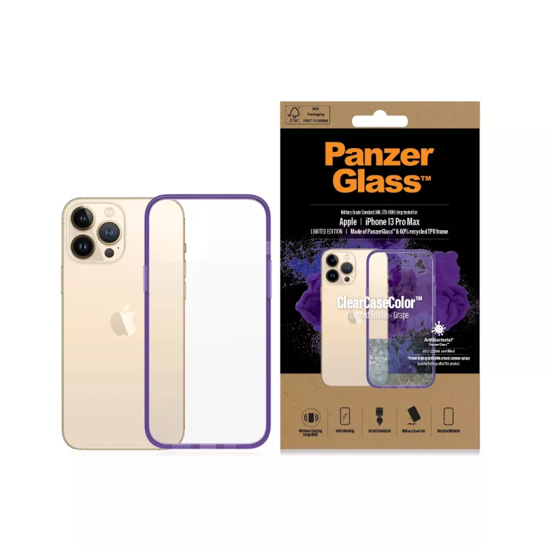 Abdeckung PanzerGlass ClearCaseColor iPhone 13 Pro Max Grape