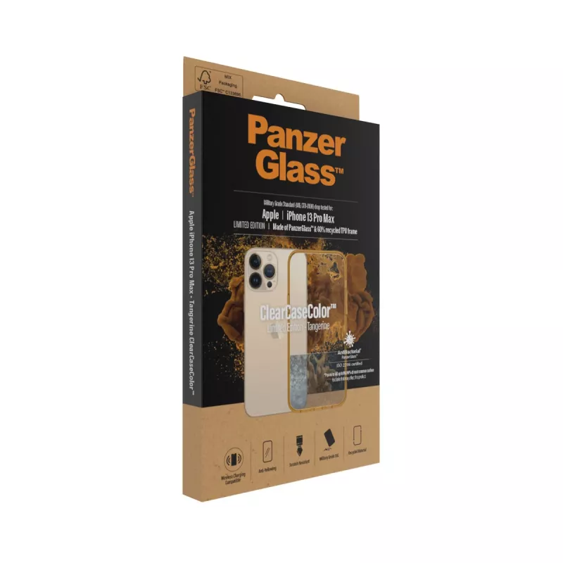 Schutzhülle ClearCaseColor PanzerGlass für iPhone 13 Pro Max 6,7 Zoll – PET und gehärtetes Glas, orange