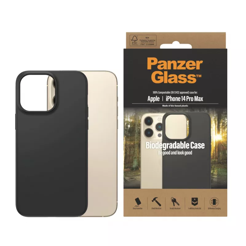 PanzerGlass ® biologisch abbaubare Hülle Apple iPhone 14 Pro Max | Schwarz