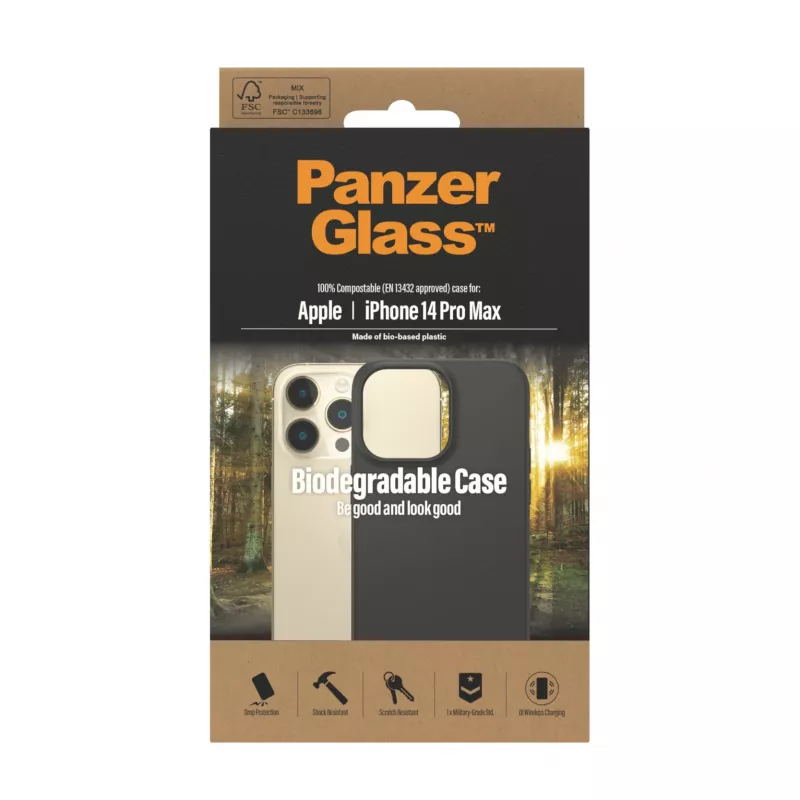 PanzerGlass ® biologisch abbaubare Hülle Apple iPhone 14 Pro Max | Schwarz