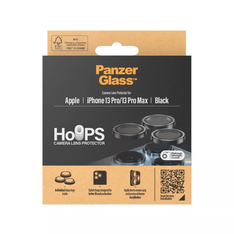 PanzerGlass Hoops Kameralinsen-Schutz für iPhone 13 Pro 13 Pro Max Schwarz Kratzfest
