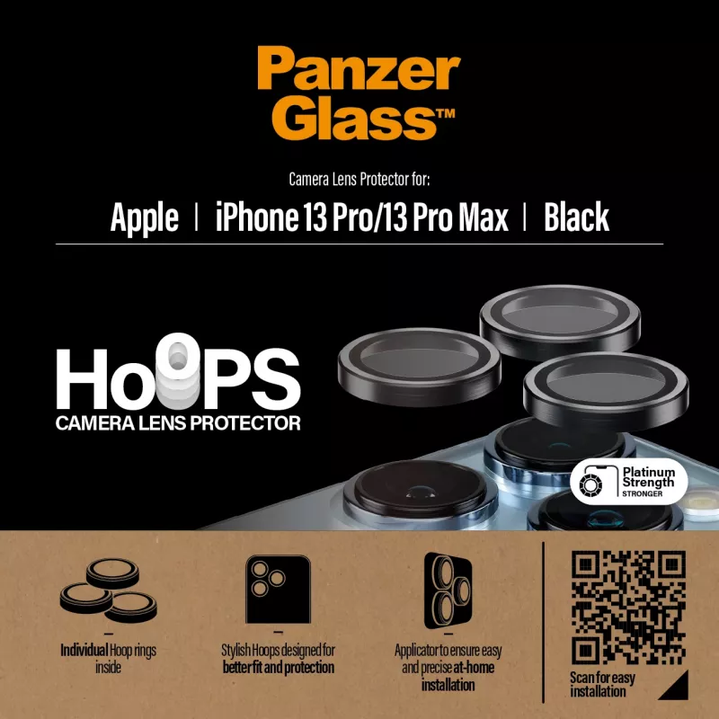 PanzerGlass Hoops Kameralinsen-Schutz für iPhone 13 Pro 13 Pro Max Schwarz Kratzfest
