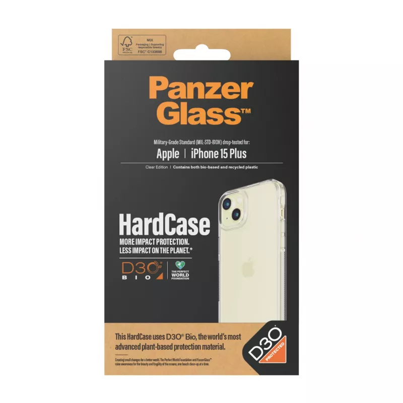 PanzerGlass ® HardCase Transparent w. D3O® iPhone 15 Plus, Cover, Apple, Apple - iPhone 15 Plus, Transparent