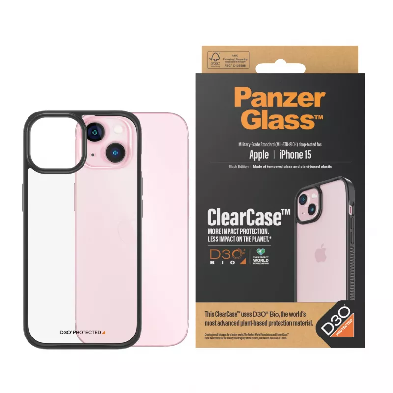 Abdeckung PanzerGlass ClearCase iPhone 15 D3O Transparent