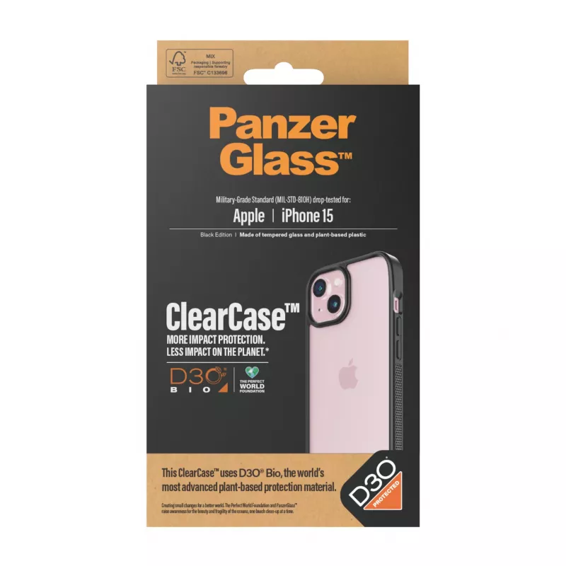 Abdeckung PanzerGlass ClearCase iPhone 15 D3O Transparent