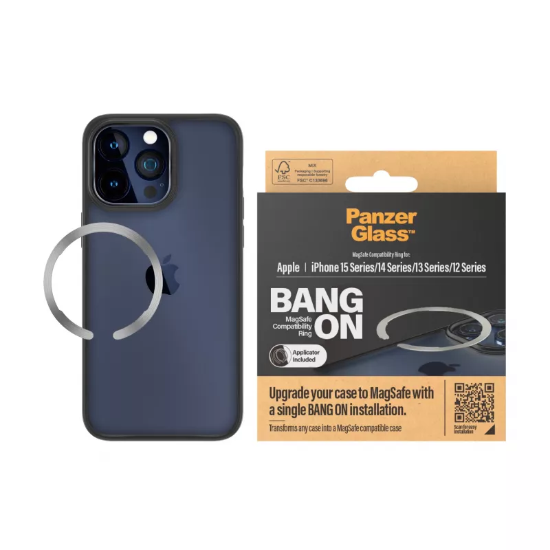 Abdeckung PanzerGlass Bang On MagSafe Compatibility Ring für iPhone 12 13 14 15 Transparent
