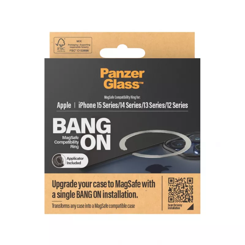 Abdeckung PanzerGlass Bang On MagSafe Compatibility Ring für iPhone 12 13 14 15 Transparent