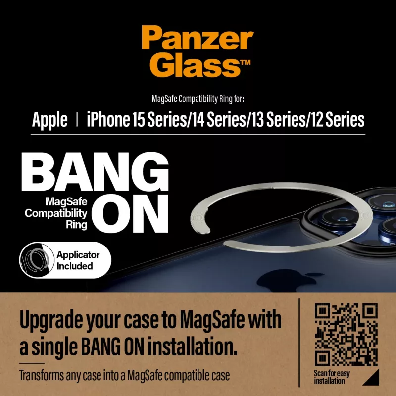 Abdeckung PanzerGlass Bang On MagSafe Compatibility Ring für iPhone 12 13 14 15 Transparent