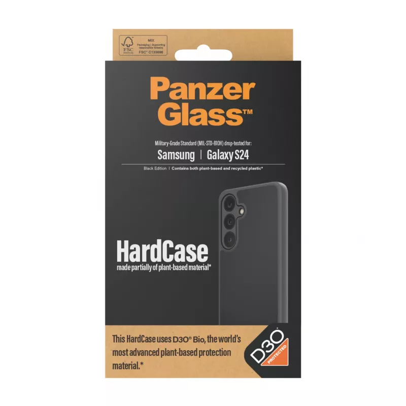 PanzerGlass ® HardCase Schwarz w. D3O® Samsung Galaxy S24, Abdeckung, Samsung, Samsung - Galaxy S24, Schwarz
