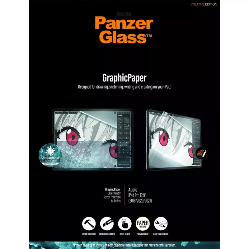 PanzerGlass ® GraphicPaper® Displayschutzfolie iPad Pro 12,9'' (2018–2022) | Ultrabreite Passform