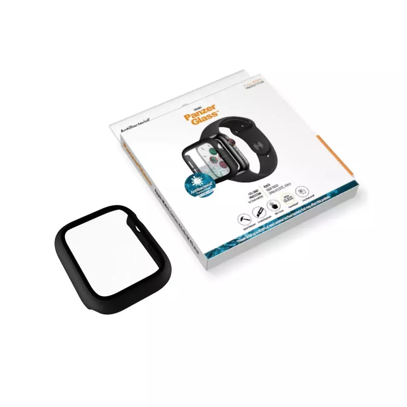 Bildschirmschutz PanzerGlass Full Body für Apple Watch Series 4/5/6/SE 40 mm – Schwarz, 29,8 × 35,1 × 0,43 mm