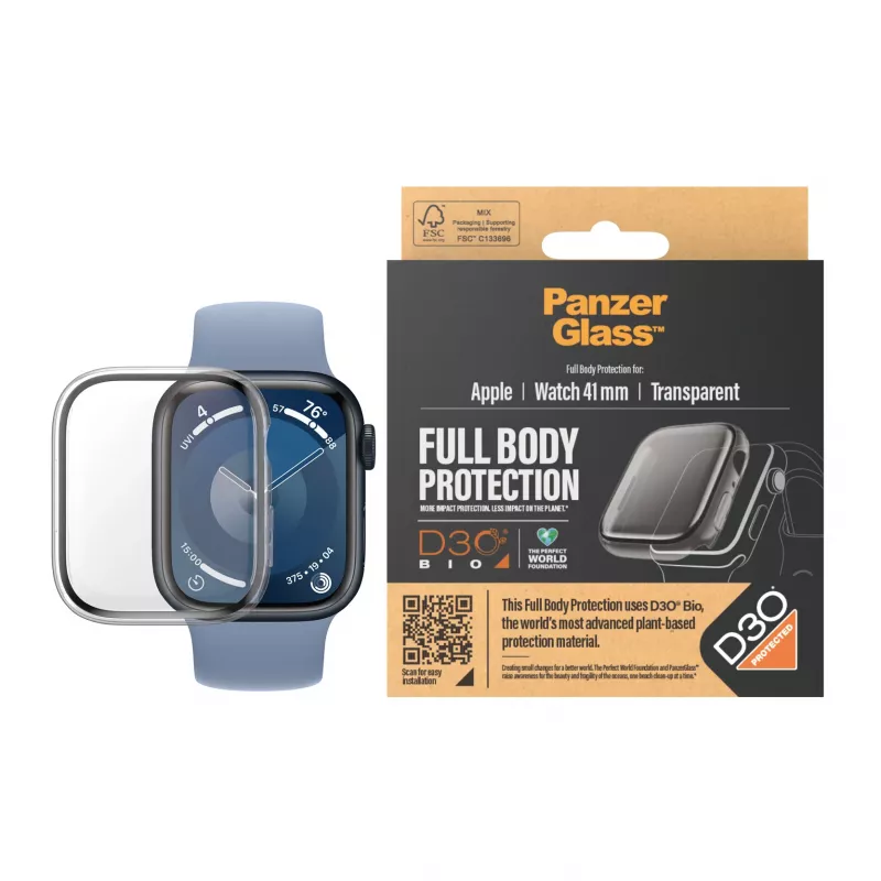 PanzerGlass Displayschutzfolie Full Body Apple Watch Series 9 41mm Transparent