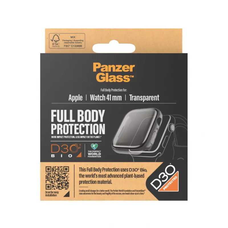 PanzerGlass Displayschutzfolie Full Body Apple Watch Series 9 41mm Transparent