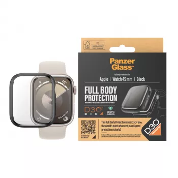 PanzerGlass Displayschutz Vollkörper Apple Watch Series 9 D3O 45mm Schwarz