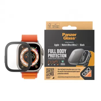 PanzerGlass ® Displayschutzfolie Full Body mit D3O® Apple Watch Ultra | 49mm | Schwarz