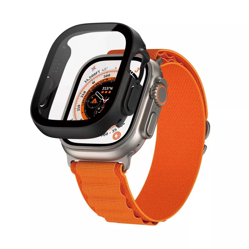 PanzerGlass ® Displayschutzfolie Full Body mit D3O® Apple Watch Ultra | 49mm | Schwarz