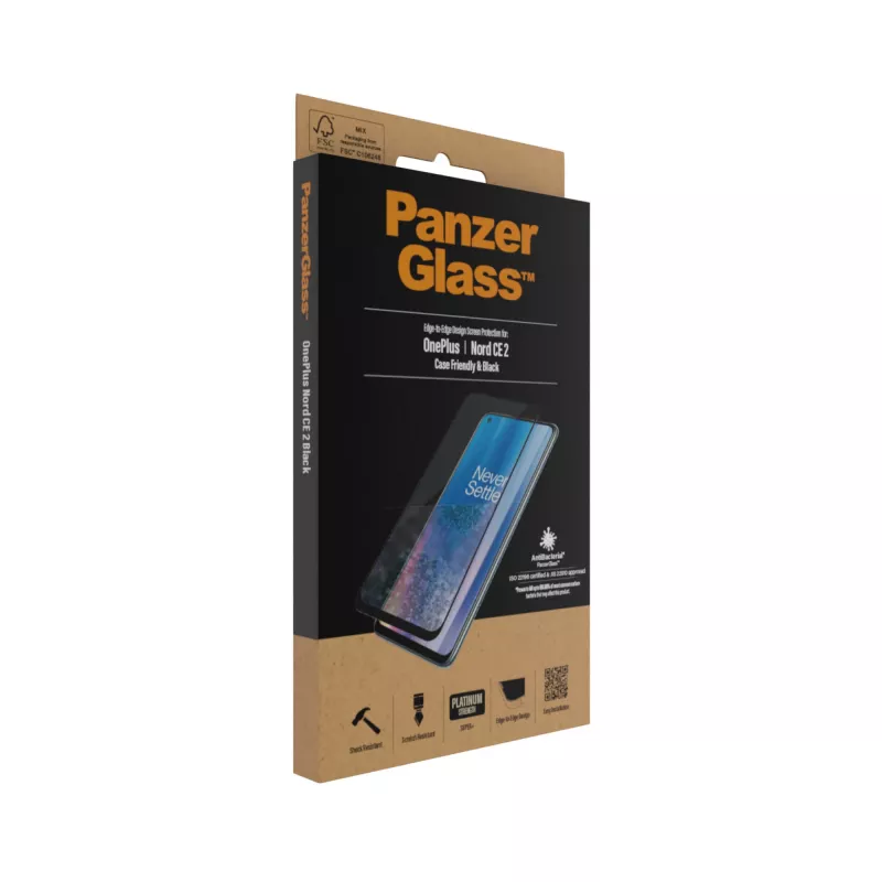 Bildschirmschutz PanzerGlass OnePlus Nord 2 CE Kratzfest Stoßfest Antibakteriell