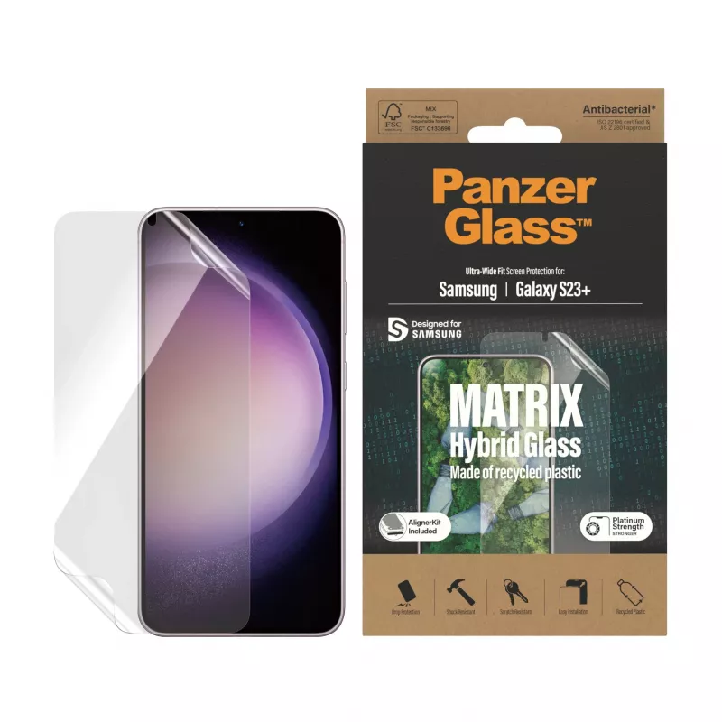 PanzerGlass ® ECO MATRIX Screen Protector Samsung Galaxy S23+ | Ultra-Weite Passform mit AlignerKit