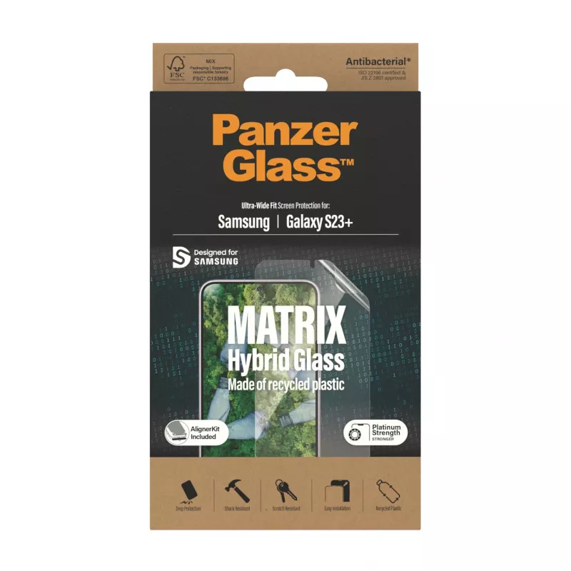 PanzerGlass ® ECO MATRIX Screen Protector Samsung Galaxy S23+ | Ultra-Weite Passform mit AlignerKit