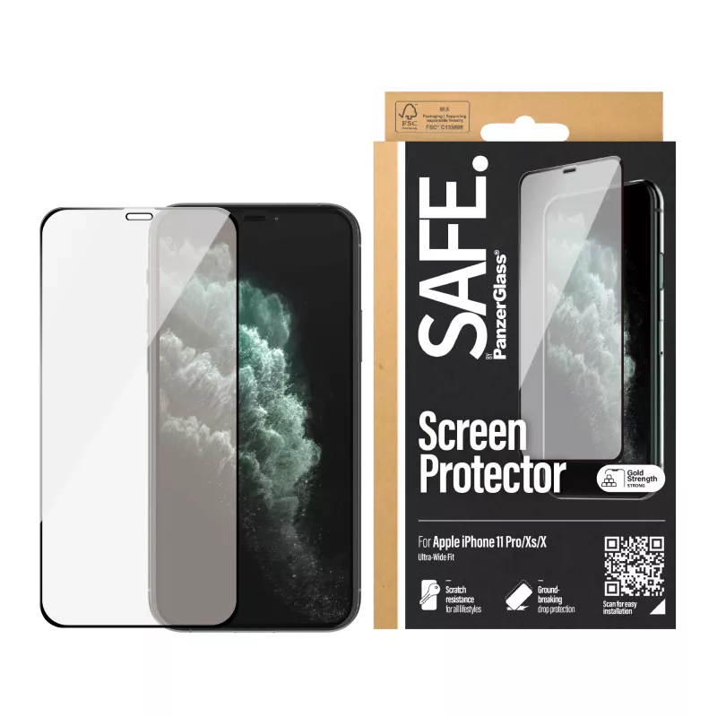 PanzerGlass SAFE. by ® Displayschutz iPhone X | Xs | 11 Pro | Rand-zu-Rand