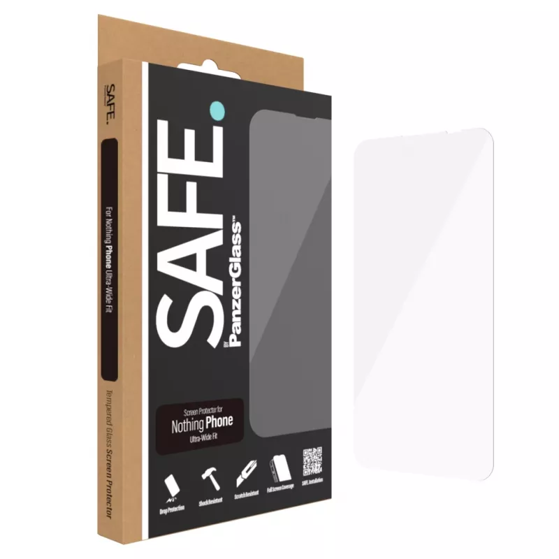 PanzerGlass SAFE. Displayschutz für Nothing Phone — Ultra-Wide Fit, gehärtetes Glas + PET, kratz- und stoßfest, Trockenanbringung