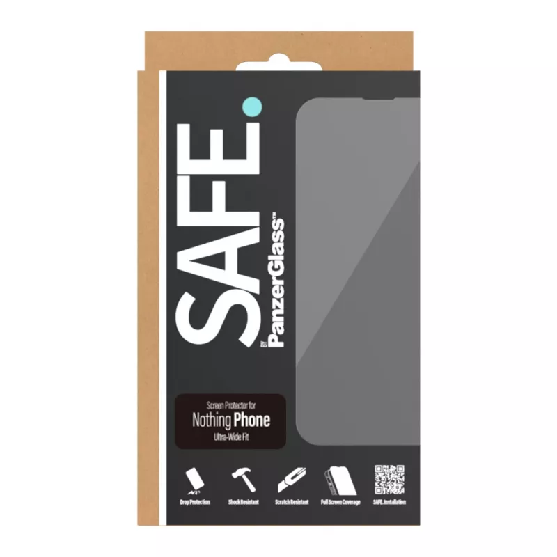 PanzerGlass SAFE. Displayschutz für Nothing Phone — Ultra-Wide Fit, gehärtetes Glas + PET, kratz- und stoßfest, Trockenanbringung