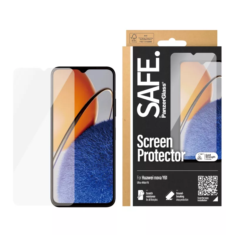 PanzerGlass SAFE. by ® Displayschutzfolie Huawei Nova Y61 | Ultra-Wide Fit