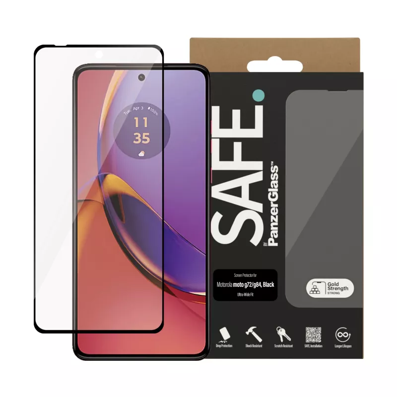 PanzerGlass SAFE. by ® Displayschutz Motorola MOTO G84 5G | G72 | Ultra-Wide Fit