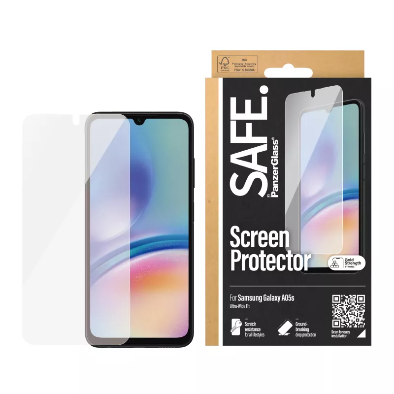 Bildschirmschutz PanzerGlass für Samsung Galaxy A05s Ultra-Wide Fit PET kratzfest und stoßfest transparent 1 Stk.