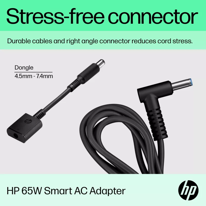 HP 65W Smart AC Adapter, Laptop, Innenbereich, 65 W, Kompatibel mit HP ProBook 440 G6 Notebook PC; HP ProBook 450 G6 Notebook PC; HP ProBook x360 11..., Business, Schwarz