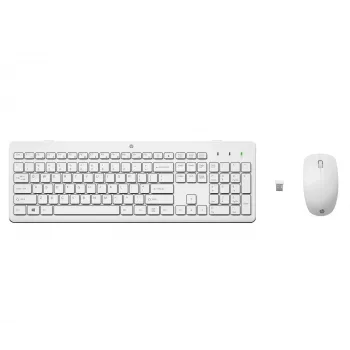 HP 230 Kabelloses Maus- und Tastatur-Combo, Volle Größe (100%), Kabellos, RF Wireless, Membran, Weiß, Maus inklusive