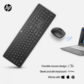 HP 230 Kabelloses Maus- und Tastatur-Combo, Volle Größe (100%), Kabellos, RF Wireless, Membran, Weiß, Maus inklusive