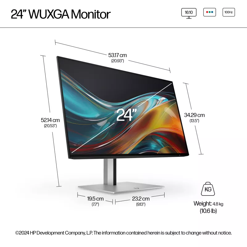 HP Series 7 Pro 24 Zoll WUXGA Monitor – 724pn PVC-frei