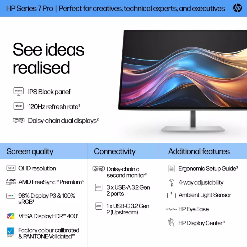 Monitor HP Series 7 Pro 27 Zoll QHD-Display Quad HD 2560 x 1440