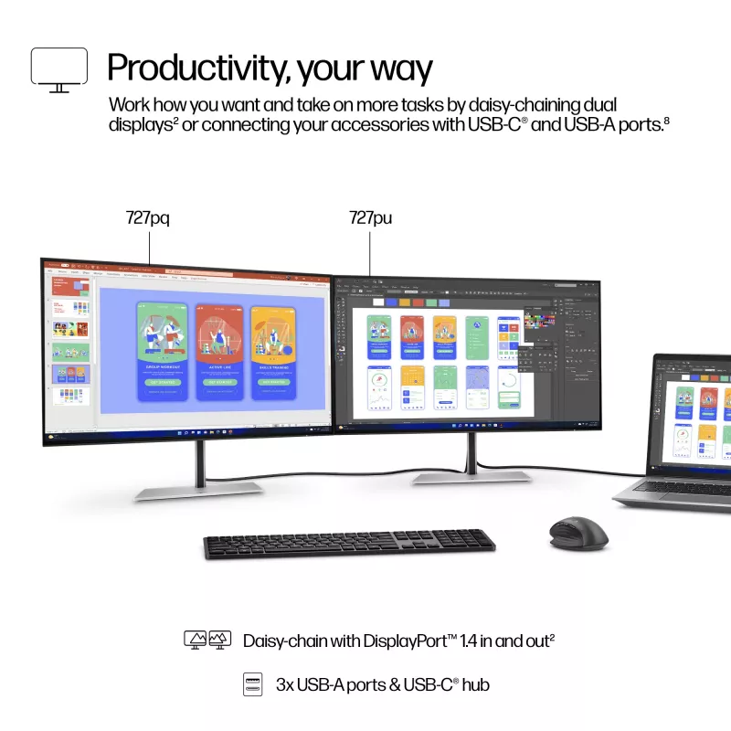 HP Series 7 Pro 27 Zoll QHD-Monitor – 727pq PVC-frei
