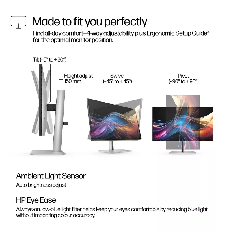 HP Series 7 Pro 27 Zoll QHD-Monitor – 727pq PVC-frei