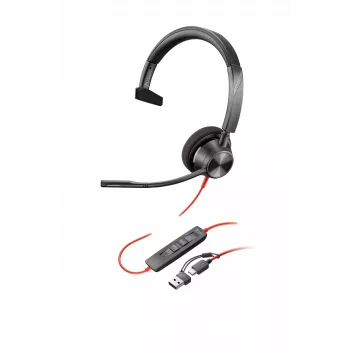 HP Poly Schwarzwire 3310 Microsoft Teams Certified Headset +USB-C/A Adapter TAA
