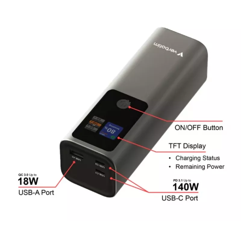 Tragbarer Akku Verbatim Charge 'n' Go Powerbank 27000mAh