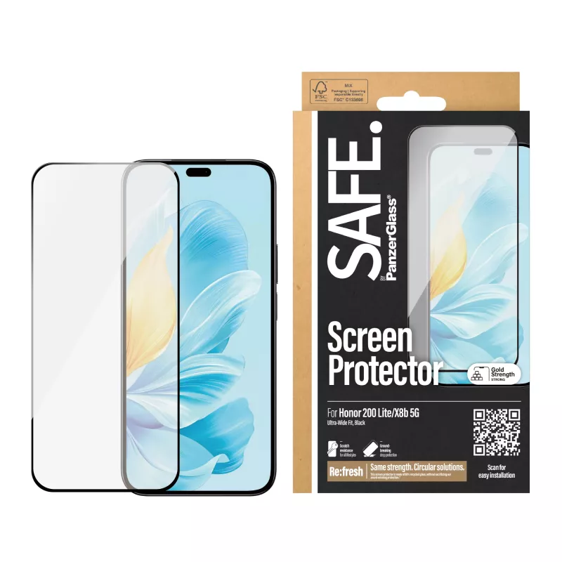 PanzerGlass SAFE. by ® Displayschutz Honor 200 Lite | X8b 5G | Ultra-Wide Fit