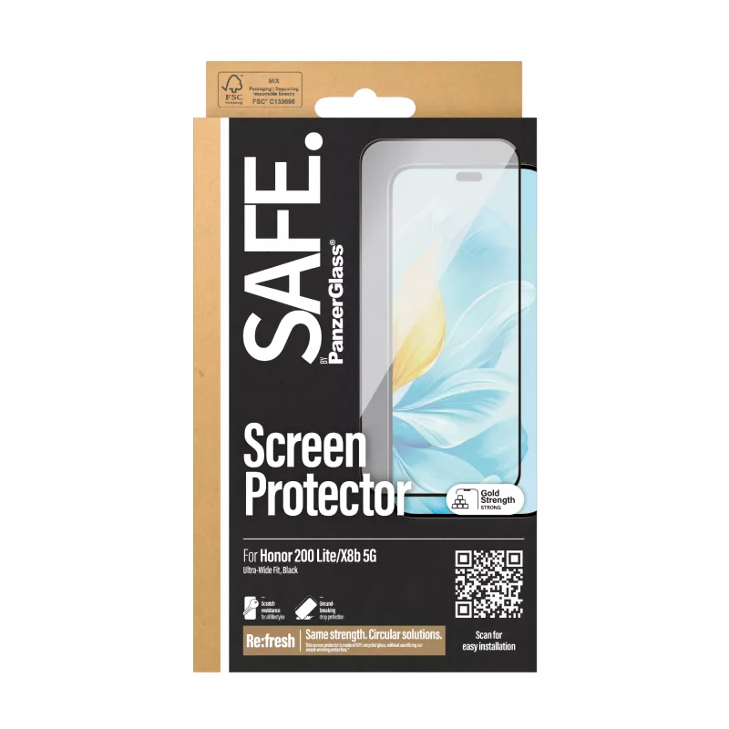 PanzerGlass SAFE. by ® Displayschutz Honor 200 Lite | X8b 5G | Ultra-Wide Fit