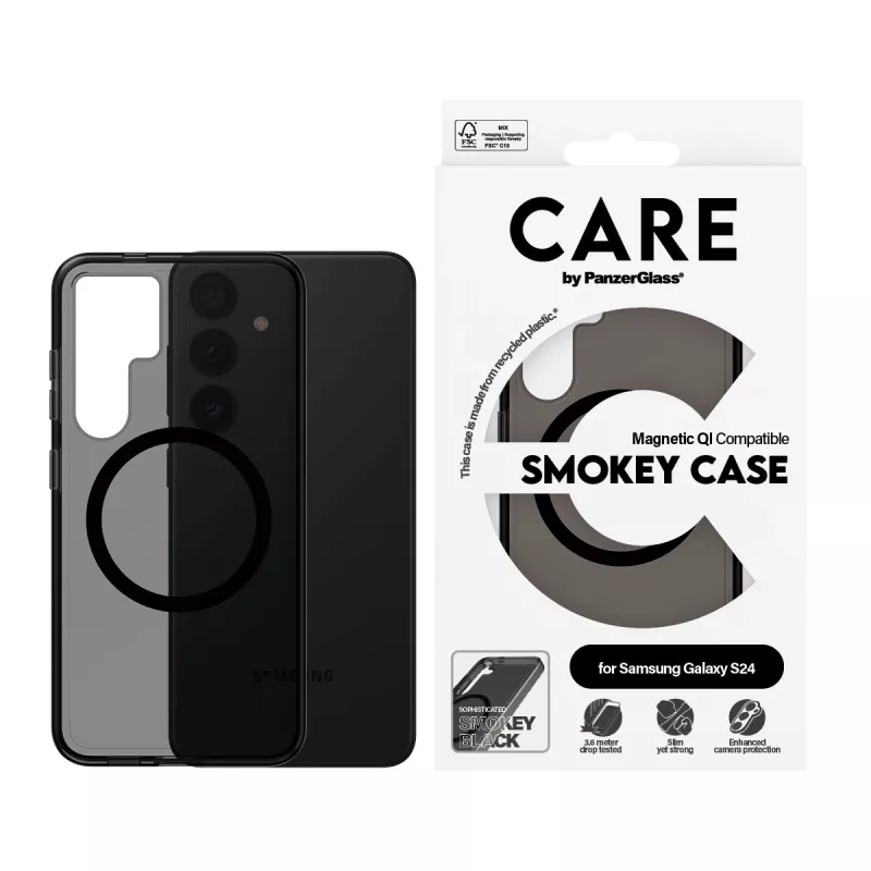 PanzerGlass CARE™ by ® Urban Combat Case Smokey mit Schwarz Qi-kompatibel Samsung Galaxy S24