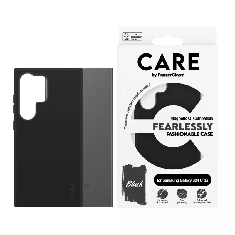 PanzerGlass CARE™ by ® Hülle Schwarz mit Qi-kompatibel Samsung Galaxy S24 Ultra