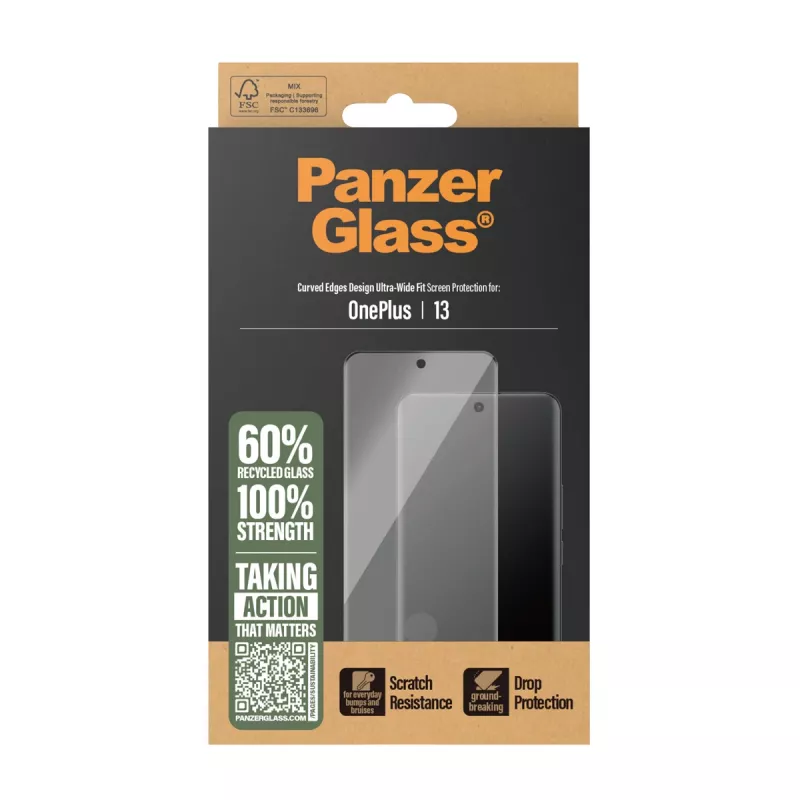 PanzerGlass Displayschutzfolie OnePlus 13 Ultra-Wide Fit kratzfest stoßfest