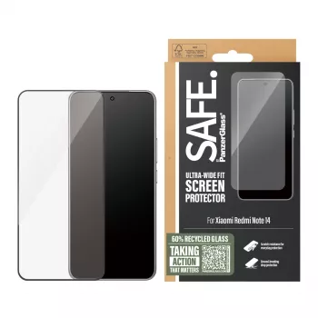 PanzerGlass SAFE. by ® Displayschutzfolie mit schwarzem Rahmen Xiaomi Redmi Note 14 | Ultra-Wide Fit